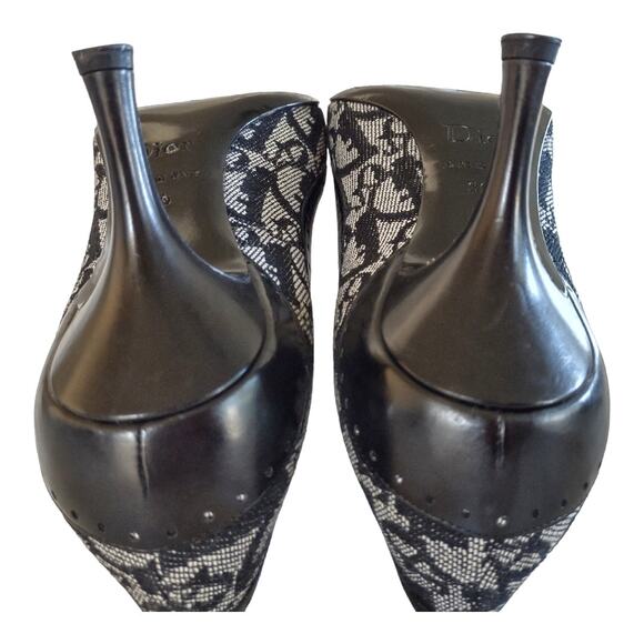 DIOR Black Diorissimo Monogram Pumps Sz 39 Kitten Style Heel Pointed Toe US 8.5 - Picture 8 of 16